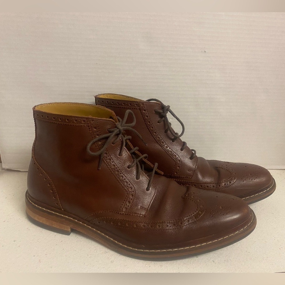 Cole Haan Men's Brown Leather Wingtip Lace-Up Oxford Boots